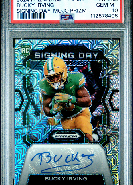 2024 Panini Prizm Draft Picks Signing Day Bucky Irving #SDBIG Mojo PSA 10