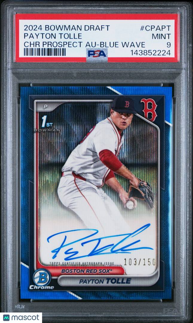 2024 Bowman Draft Chrome Auto Payton Tolle #CPAPT Blue Wave 103/150 PSA 9