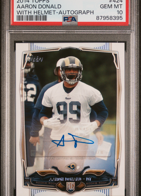 2014 Topps Aaron Donald #424 PSA 10 Helmet ssp Rc Auto