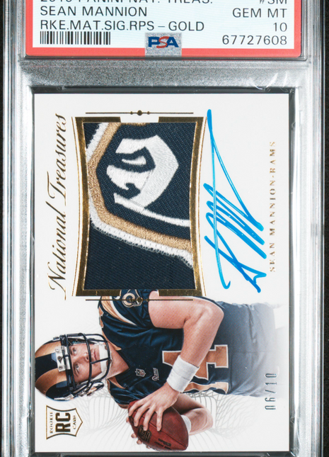 2015 Panini National Treasures Rc Patch Logo Auto Sean Mannion PSA 10 Gold /10