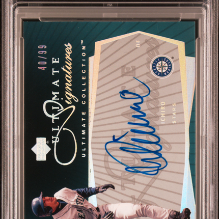 2003 Ultimate Collection Signatures Ichiro #US-IS Running /99 PSA 8 Auto 9