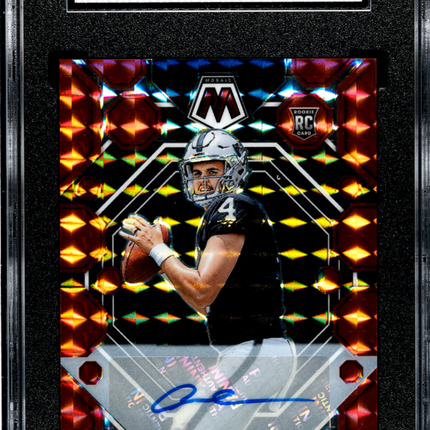 2023 Panini Mosaic Aidan O'connell #281 Auto Red Prizm /199 SGC 8.5 Auto 10