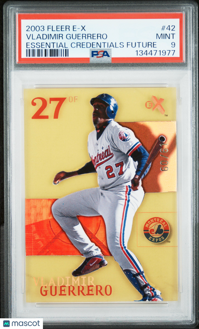 2003 Fleer E-X Vladimir Guerrero #42 Essential Credentials Future 60/610 PSA 9