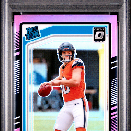 2024 Panini Donruss Bo Nix #369 Optic Preview Pink PSA 9