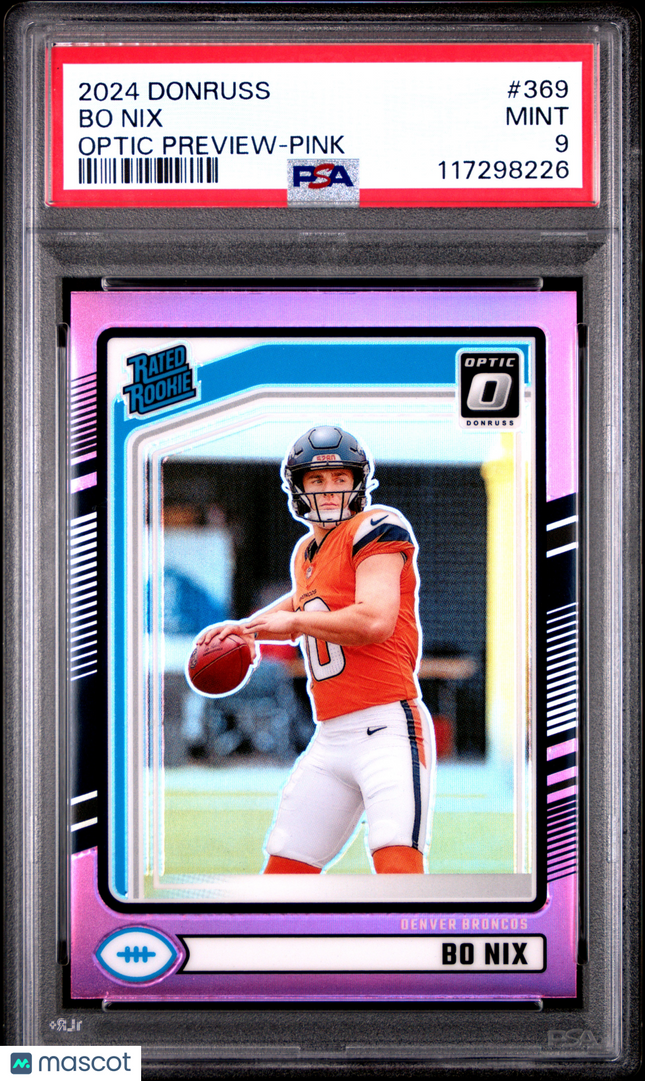 2024 Panini Donruss Bo Nix #369 Optic Preview Pink PSA 9