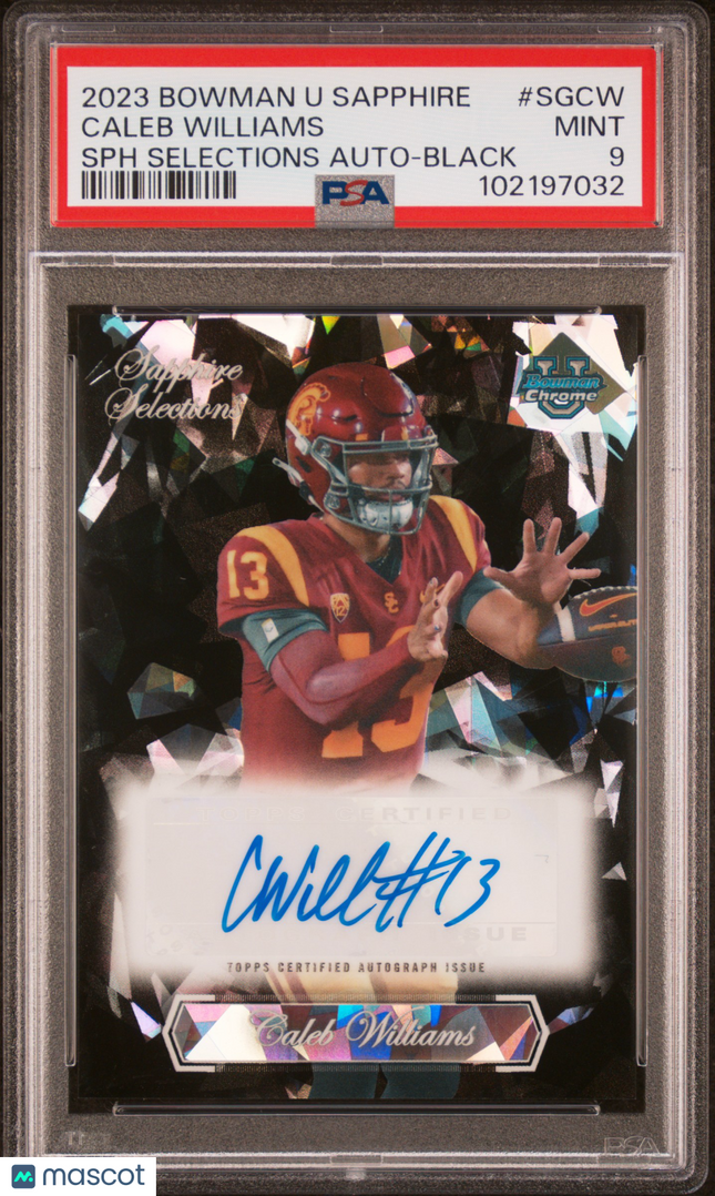 2023 Bowman Chrome Sapphire Selections Caleb Williams #SGCW Black PSA 9 Auto /10