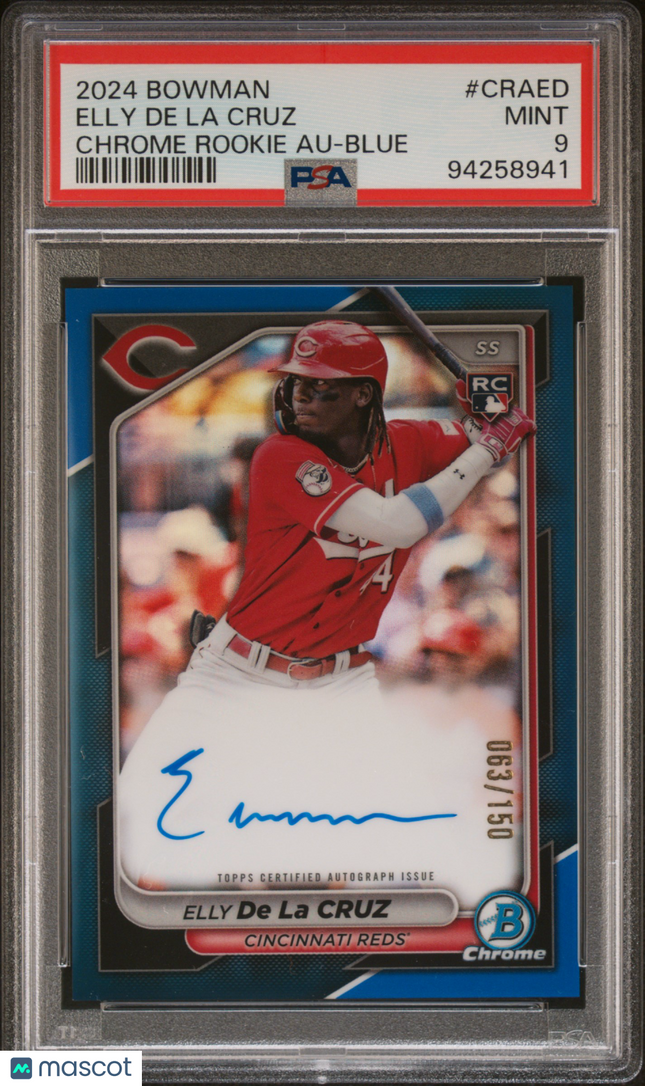2024 Bowman Chrome Elly De La Cruz #CRAED Blue Refractor /150 PSA 9 Auto