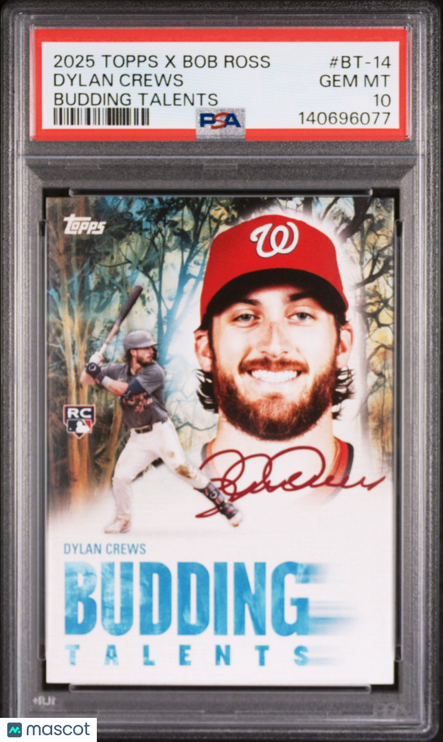 2025 Topps X Bob Ross The Joy Of Baseball Budding Talents Dylan Crews PSA 10