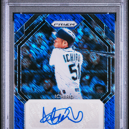 2024 Panini Prizm Legendary Signatures Ichiro #LSIS Blue Shim Fotl PSA 10