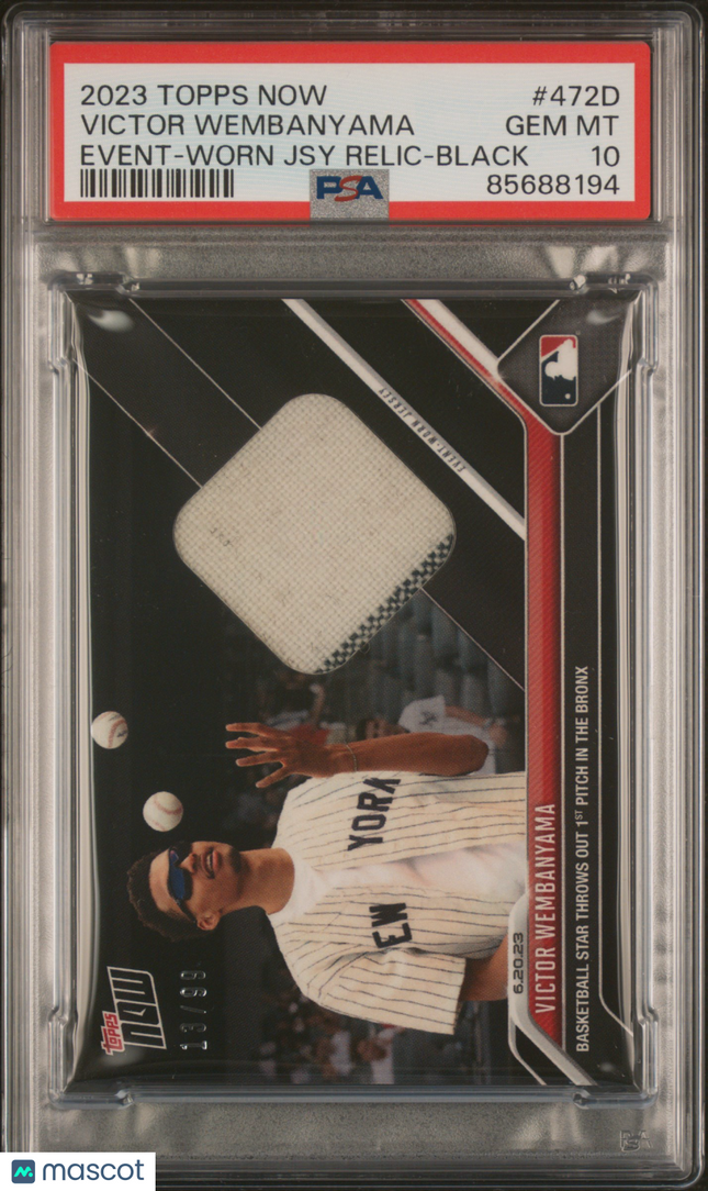 2023 Topps Now Victor Wembanyama #472D Event Worn Jersey Relic Black /99 PSA 10