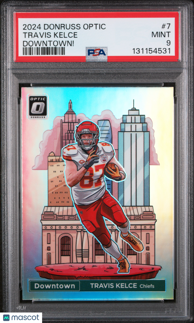 2024 Panini Donruss Optic Downtown! Travis Kelce #7 PSA 9
