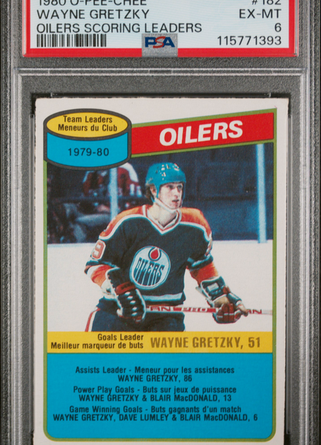 1980 O-Pee-Chee Wayne Gretzky #182 Oilers Scoring Leaders PSA 6