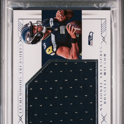 2017 Panini National Treasures Tremendous Jersey Russell Wilson #12 31/49 PSA 9