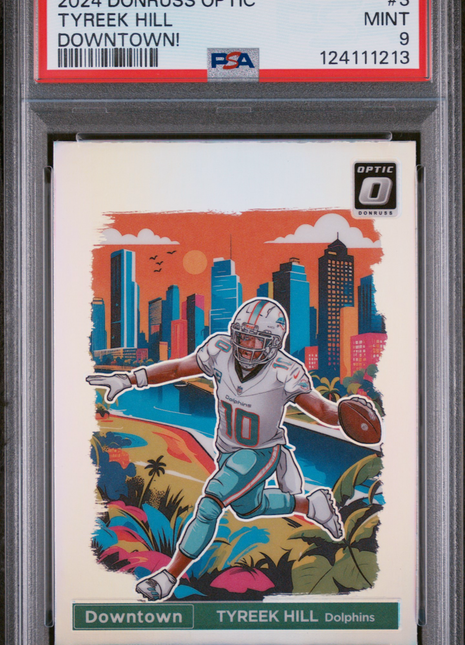 2024 Panini Donruss Optic Downtown! Tyreek Hill #3 PSA 9