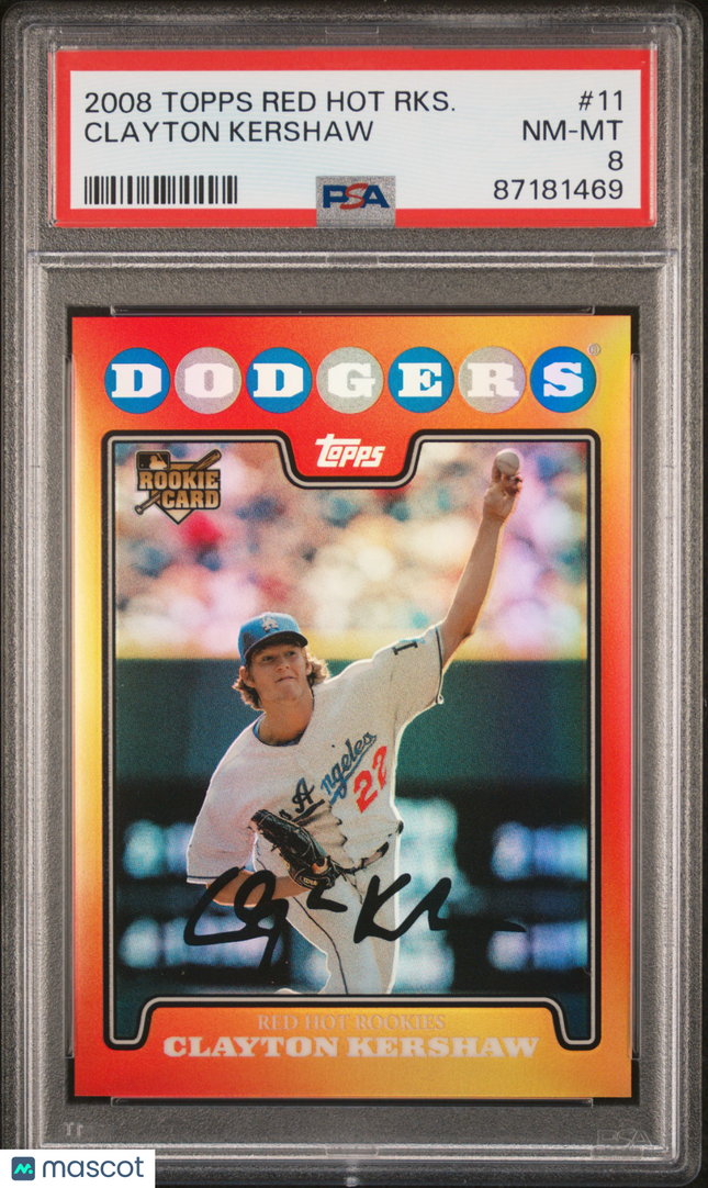 2008 Topps Red Hot Rookies Clayton Kershaw #11 PSA 8