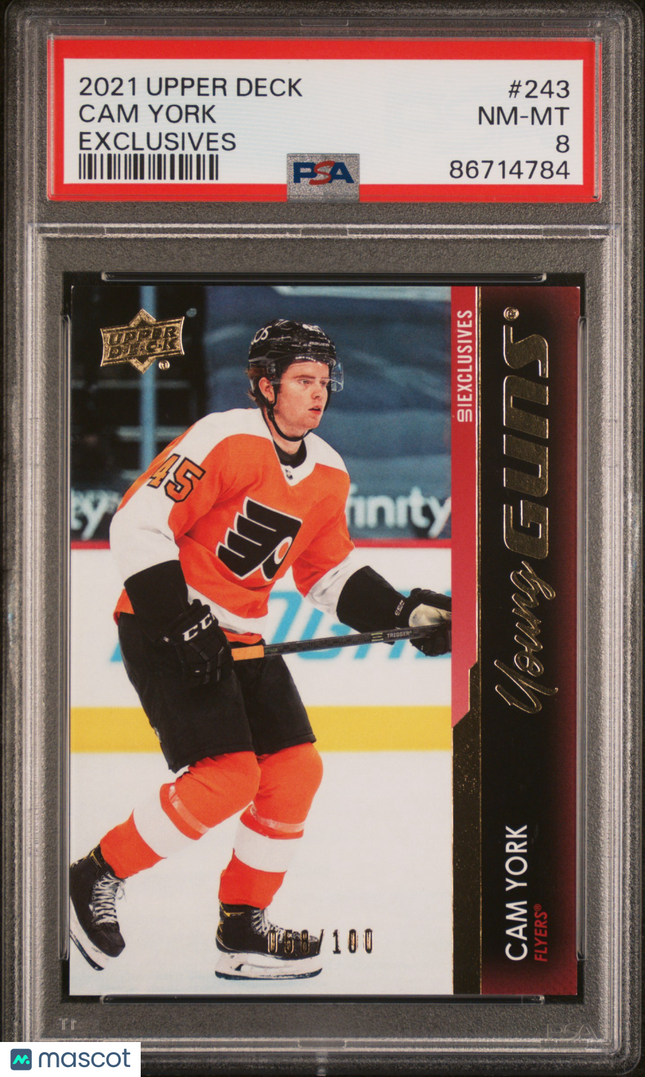 2021-2022 Upper Deck Cam York #243 Exclusives Young Guns 05/100 PSA 8