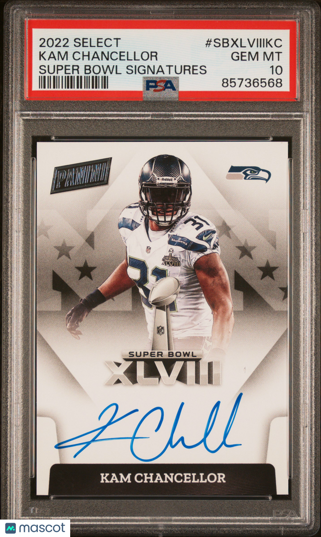 2022 Panini Select Super Bowl Signatures Kam Chancellor #SBXLVIIIKC PSA 10 Auto