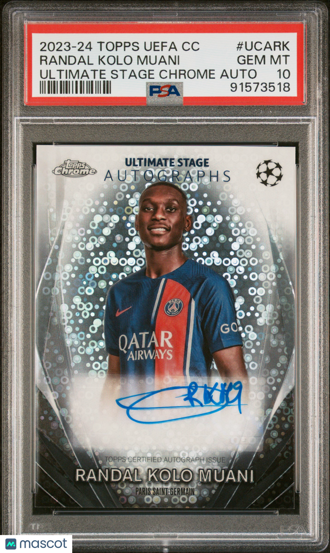 2023-24 Topps UEFA Ultimate Stage Chrome Randal Kolo Muani #UCARK PSA 10 Auto