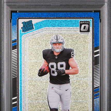 2024 Panini Donruss Optic Brock Bowers #215 Blue Glitter PSA 10