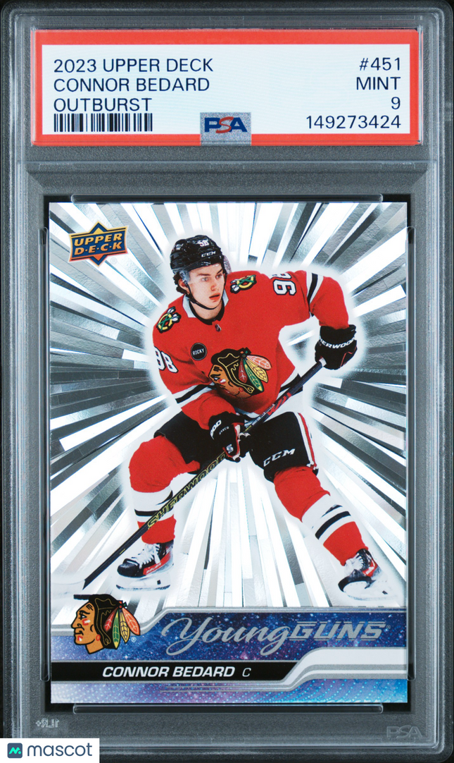 2023 Upper Deck Connor Bedard #451 Outburst PSA 9