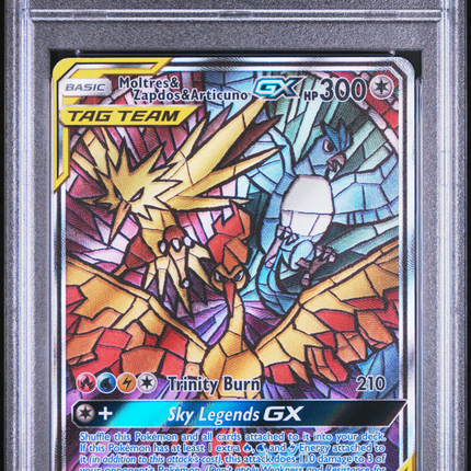 2019 Pokemon Moltres, zapdos, articuno Stained Glass PSA 9 #SM210