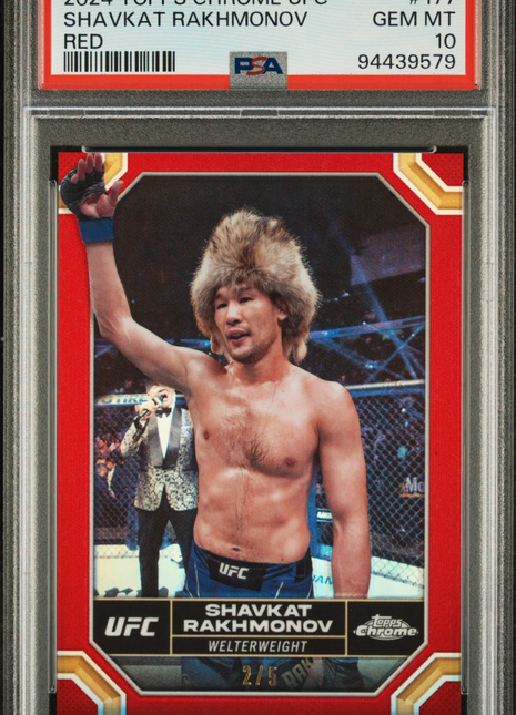 2024 Topps Chrome UFC Shavkat Rakhmonov #177 Red Refractor 2/5 PSA 10