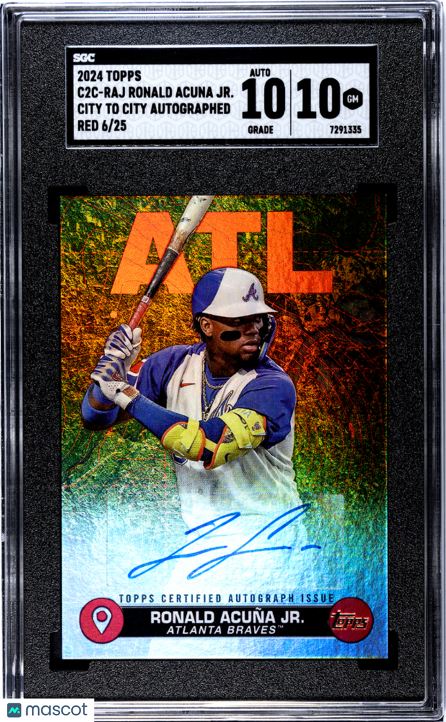 2024 Topps Ronald Acuna JR. #C2C-RAJ City City Autograph Red /25 SGC 10 Auto 10