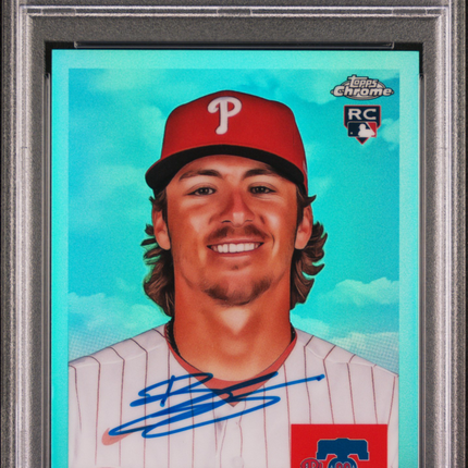 2022 Topps Chrome Platinum Bryson Stott #BS Aqua Refractor PSA 9 Auto /150