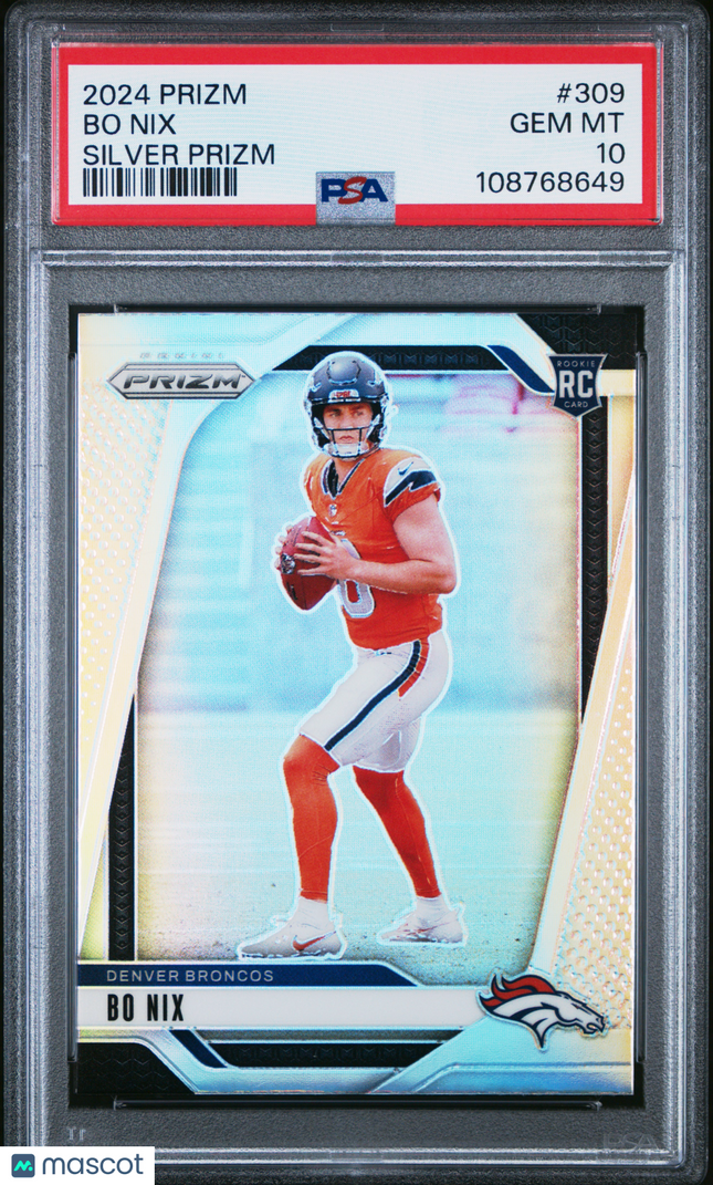 2024 Panini Prizm Bo Nix #309 Silver PSA 10