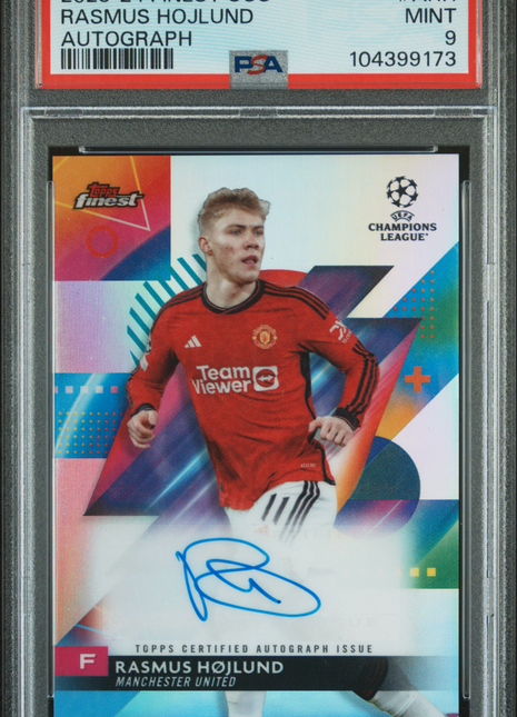 2023-24 Topps Finest UEFA Club Competitions Autographs Rasmus Hojlund #ARH PSA 9