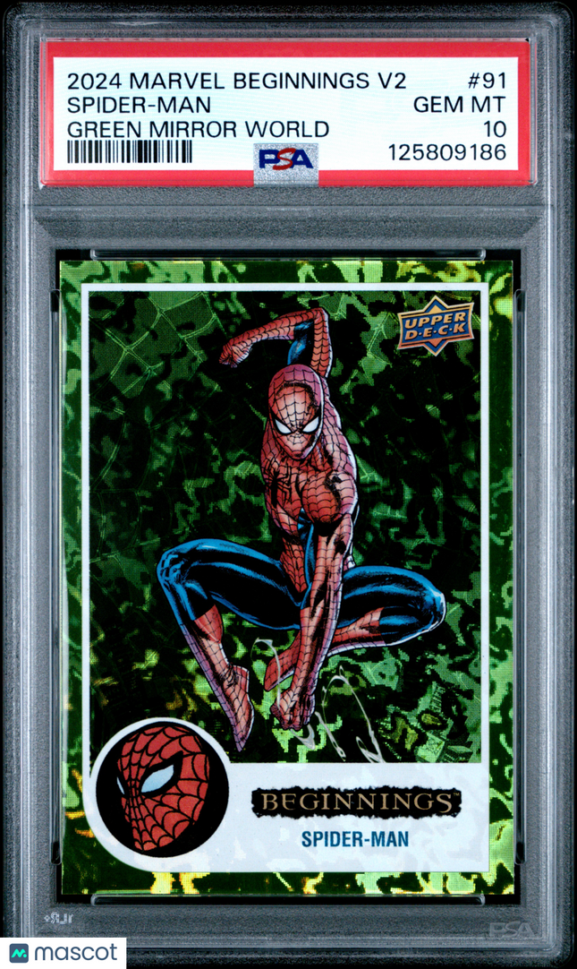 2024 UD Marvel Beginnings Vol.2 Series 2 Spider-Man #91 PSA 10 /61 Green Mirror