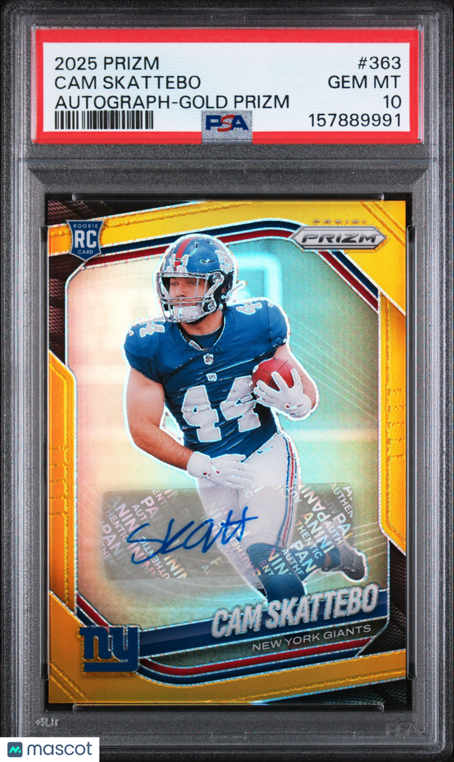 2025 Panini Prizm Cam Skattebo #363 Autograph Gold PSA 10 Auto