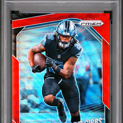 2025 Panini Prizm Jahmyr Gibbs #74 Red Wave PSA 10