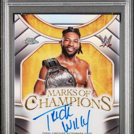 2025 Topps Chrome WWE Marks Champions Trick Williams /175 Refractor PSA 10 Auto