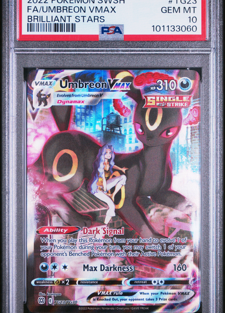 2022 Pokemon Sword & Shield Brilliant Stars Umbreon VMAX PSA 10 #TG23