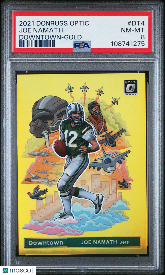 2021 Panini Donruss Optic Downtown Joe Namath #DT4 Gold /10 PSA 8