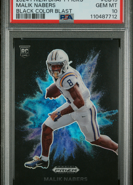 2024 Panini Prizm Draft Picks Black Color Blast Malik Nabers #CB15 PSA 10
