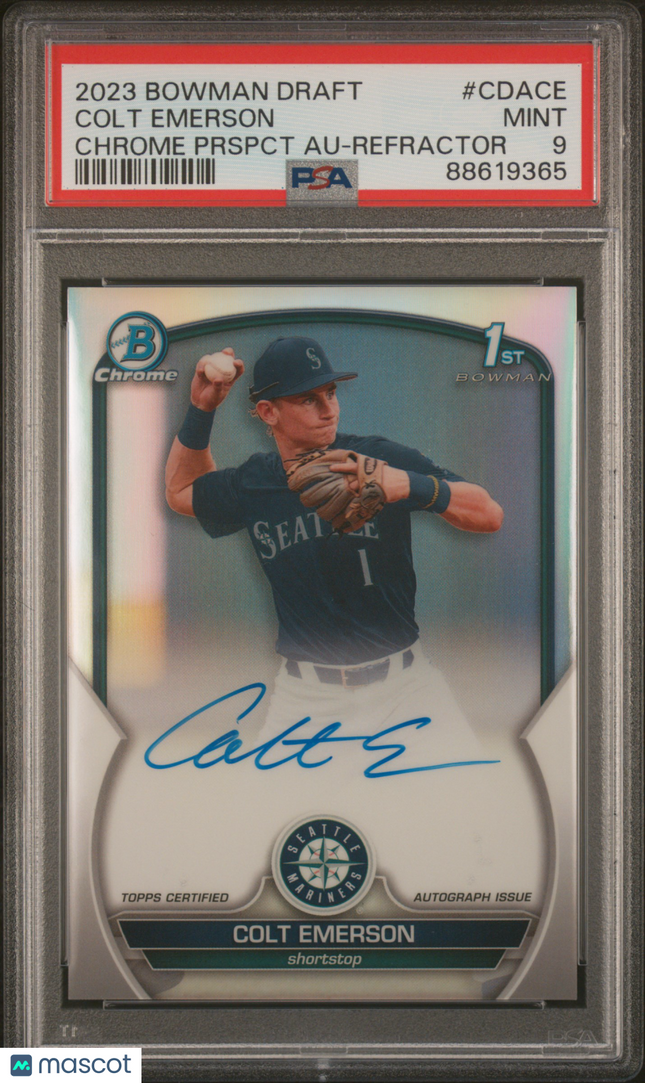 2023 Bowman Draft Chrome Colt Emerson #CDACE Refractor /499 PSA 9 Auto