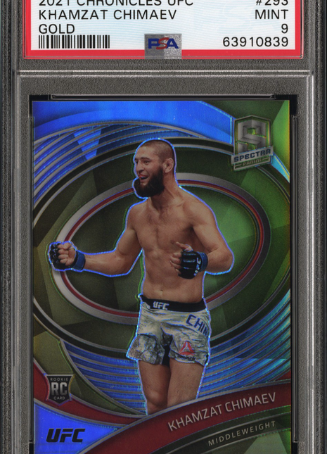 2021 Panini Chronicles UFC Khamzat Chimaev #293 Gold PSA 9