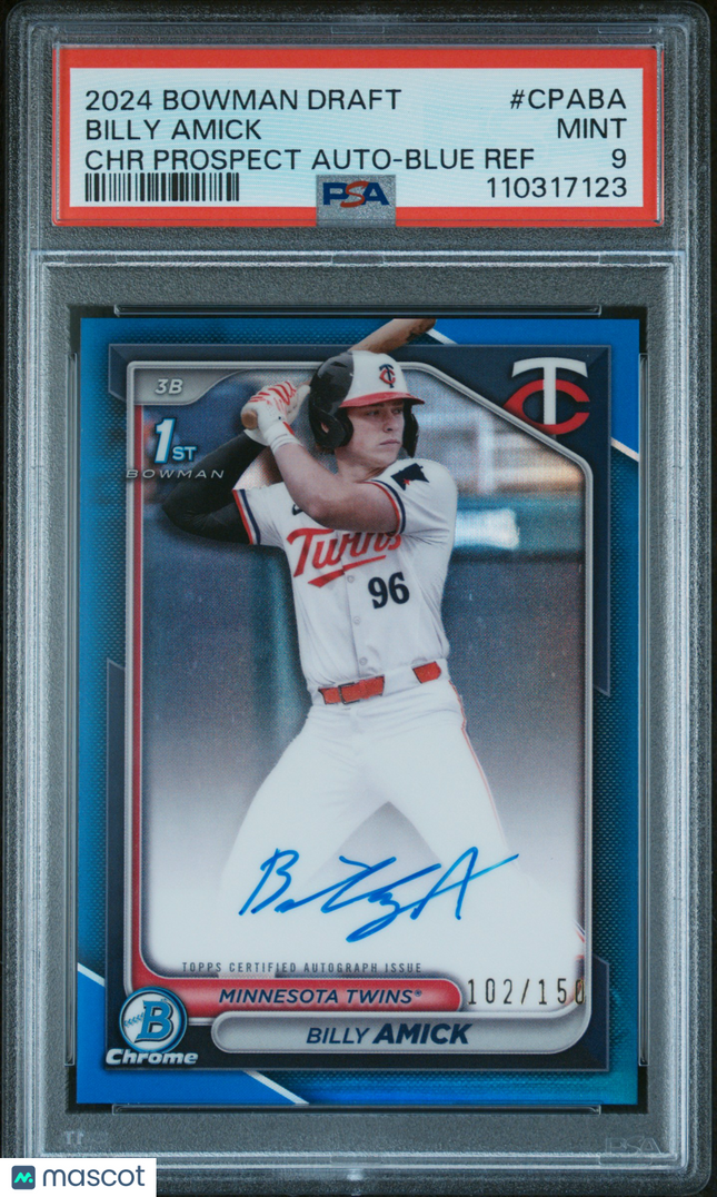 2024 Bowman Draft Chrome Auto Billy Amick #CPABA Blue Refractor /150 PSA 9