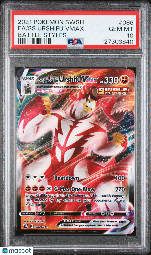 2021 Pokemon Battle Styles SS Urshifu VMAX Fa Battle Styles PSA 10 #086