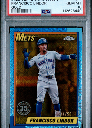 2025 Topps Silver Pack 1990 Chrome Promo Francisco Lindor #11 Gold 17/50 PSA 10
