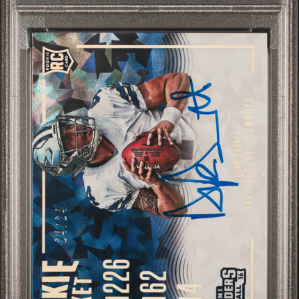 2016 Contenders Dak Prescott #347 Auto Cracked Ice Ticket /24 PSA 7 Auto 8
