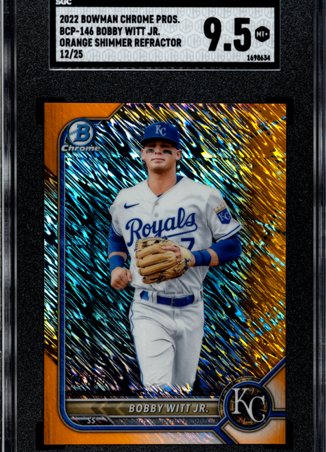 2022 Bowman Bobby Witt JR. #BCP-146 CHR. Pros. Orange Shim. Refractor SGC 9.5