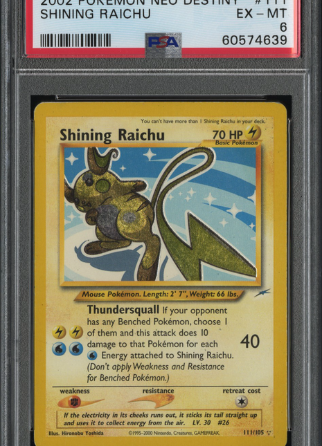 2002 Pokemon Neo Destiny Shining Raichu PSA 6 #111