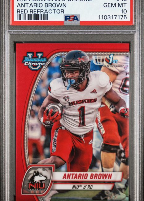2024 Bowman University Chrome Antario Brown #13 Red Refractor PSA 10