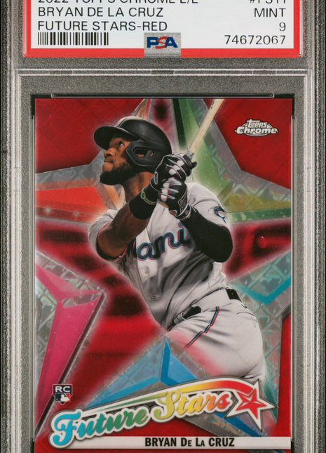 2022 Topps Chrome Logofractor Edition Bryan De La Cruz #FS11 Red /5 PSA 9