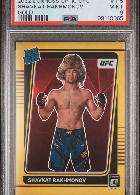 2022 Panini Donruss Optic UFC Shavkat Rakhmonov #115 Gold PSA 9