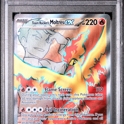 2025 Pokemon Dri EN-Destined Rivals Rocket's Moltres EX Ultra Rare PSA 10 #208