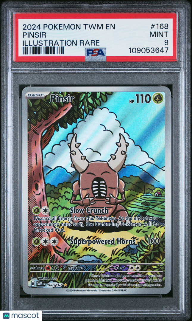 2024 Pokemon TWM EN-Twilight Masquerade Pinsir Illustration Rare PSA 9 #168